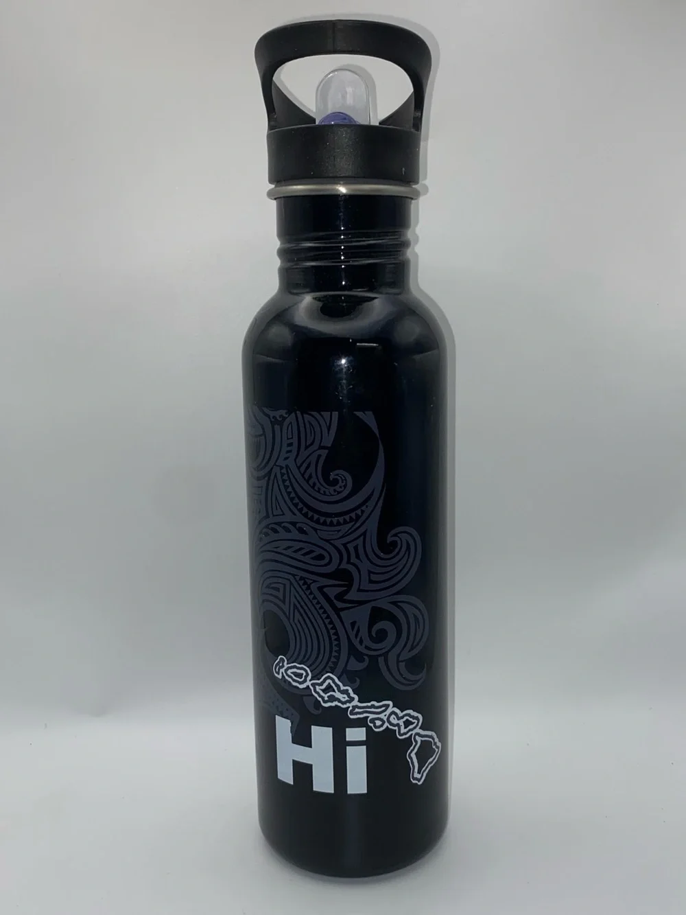 HAWAII Souvenir Travel Water Bottle Sip Straw Black